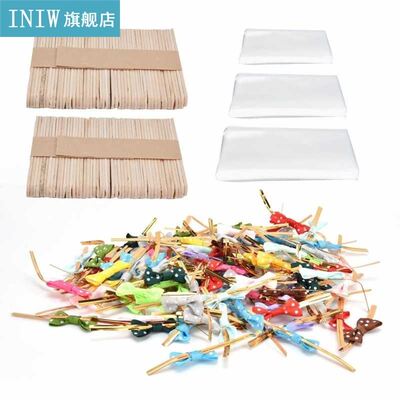 Can Decorating Bags 100Set Lollipop PVC Treat Bags Bowknot