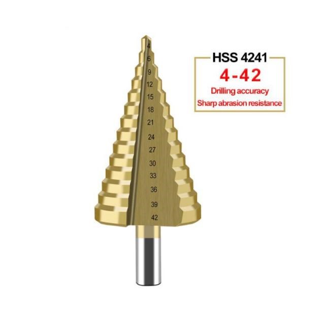 4-42mm Golden HSS Titanium Coated Step Drill Bit Drilling Po