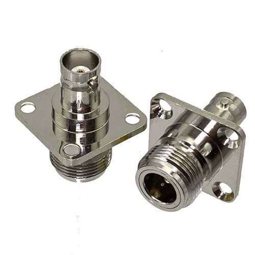 1Pcs N Female Jack to BNC Female Jack 4 Holes Flange RF Adap