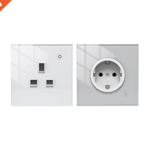 Tuya WiFi Wall Socket with Timer 16A Remote Control Glass Pa