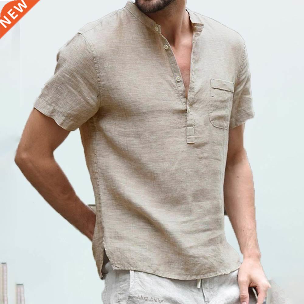 Summer New Men's Short-Sleeved T-shirt Cotton and Linen