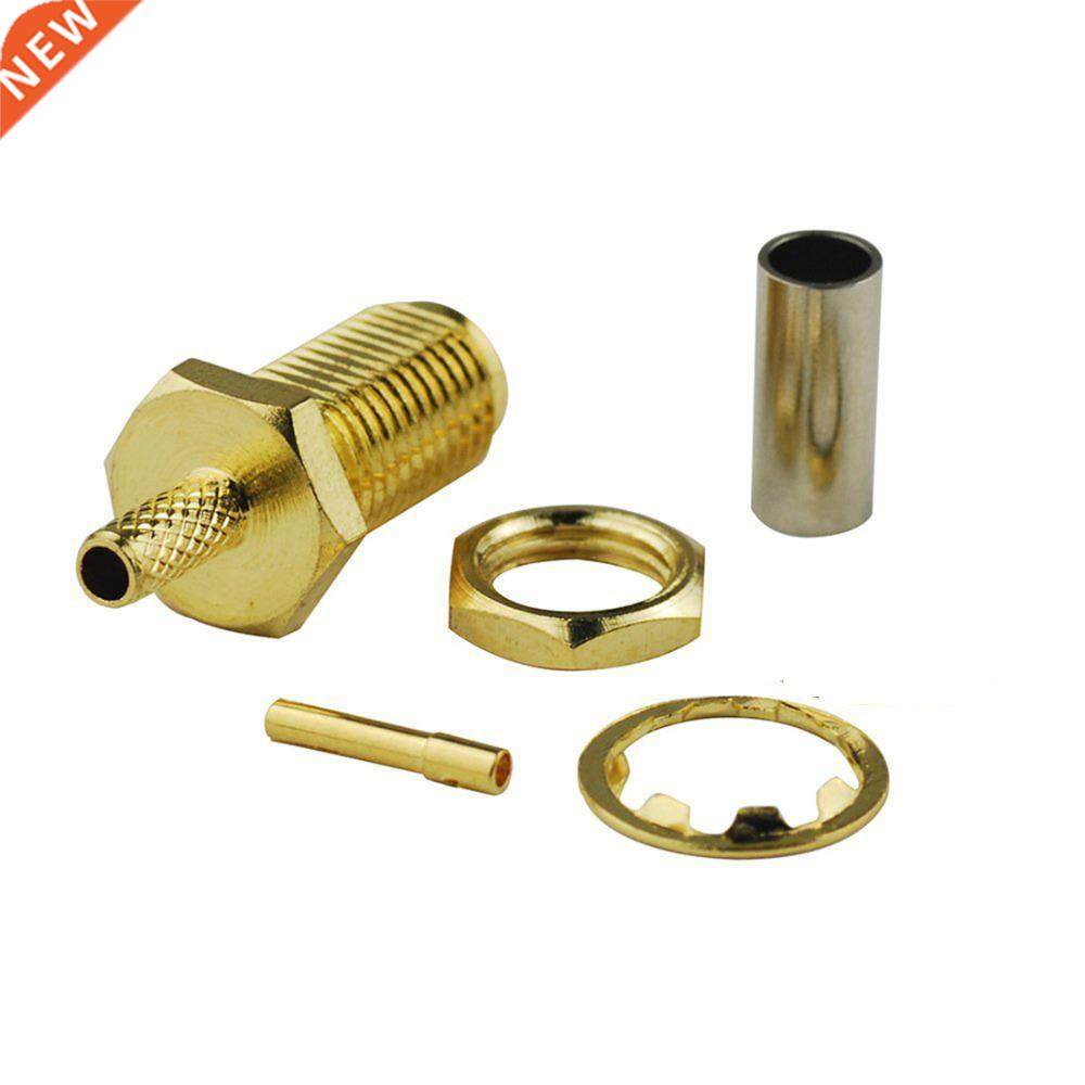 10pcs sma female jack bulkhead nut crimp connector rf goldpl