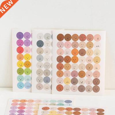 Mohamm 1Pc Ins Morandi Style Round Smile Sticker Sealed Note