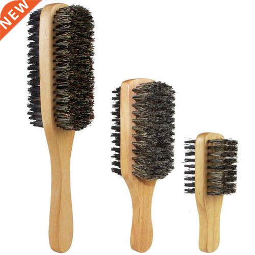 Men Boar Bristle Hair Brush - Natural Wooden Wave Brush for