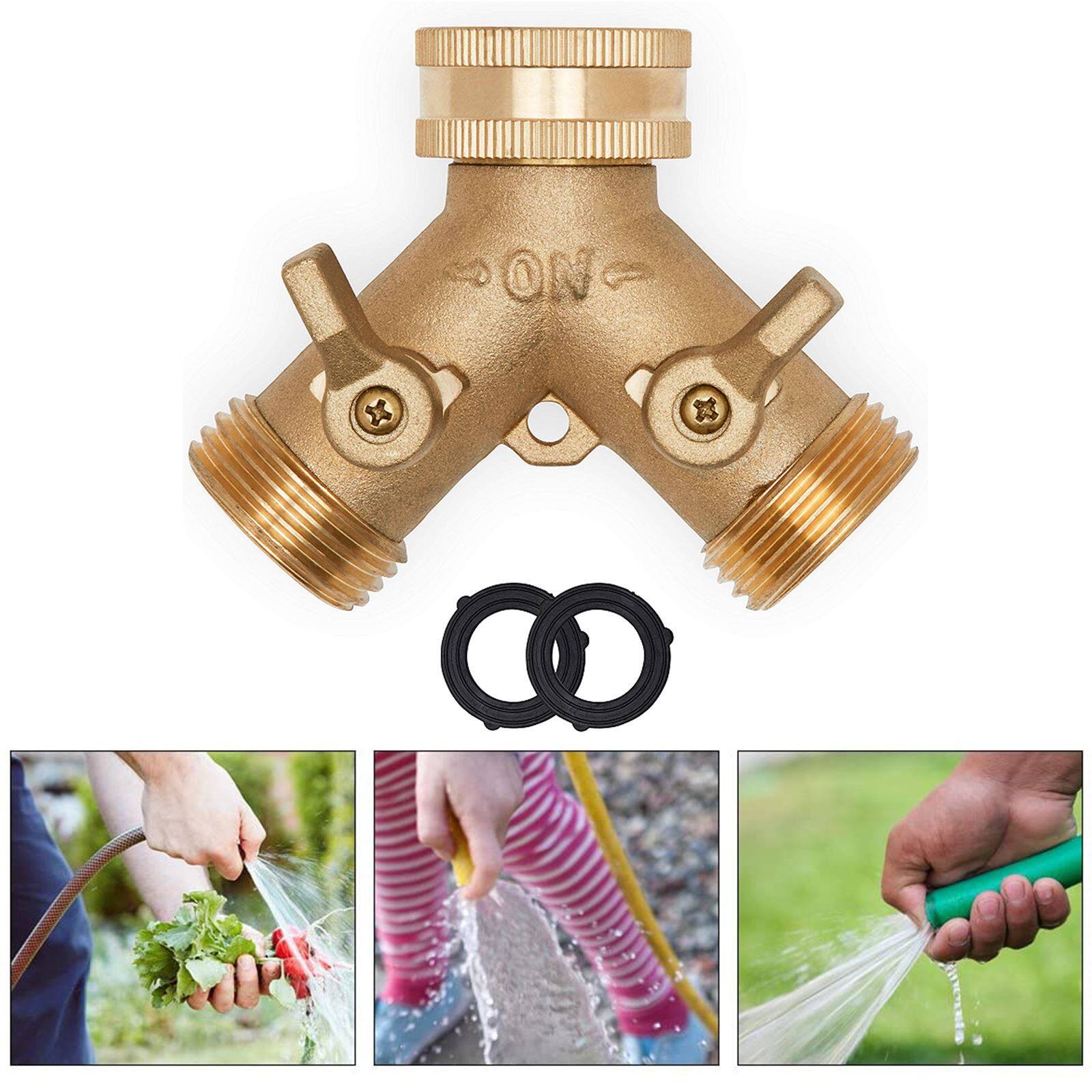 Garden Hose Connector Tap Outlet Splitter Heavy Duty Brass 2图片