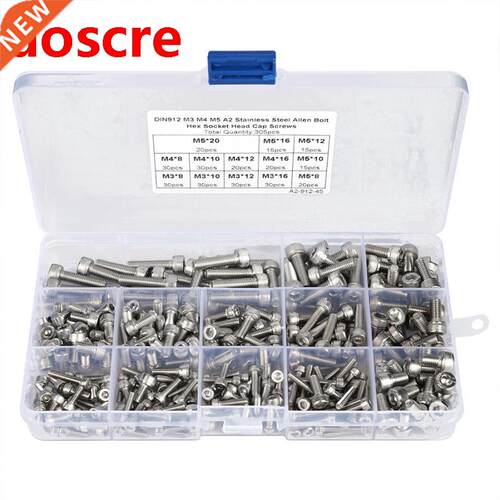 305PCs Screw Combination Set 304 Stainless Steel M3 M4 M5 H