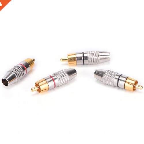 2pcs Balck + 2pcs Red RCA Plug Solder Audio Video Adapter Co