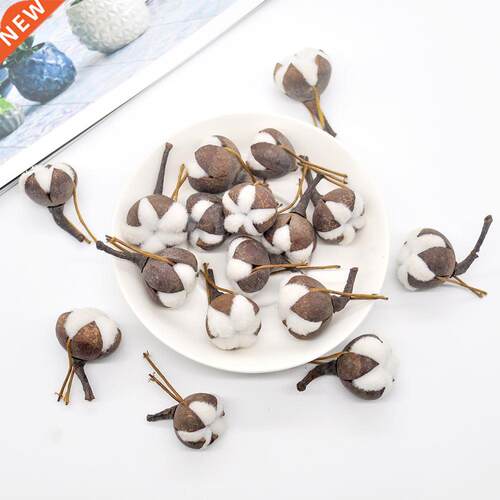12Pcs Artificial Kapok Head Natural Dried Flower Cotton Swab