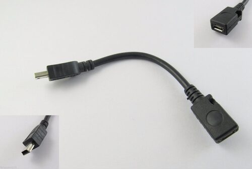 1pc USB 2.0 Mini B 5 Pin Male To Micro 5 Pin Female Adapter