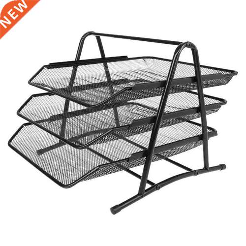 3 Tier Metal Mesh Document Rack File Holder Letter Tray for