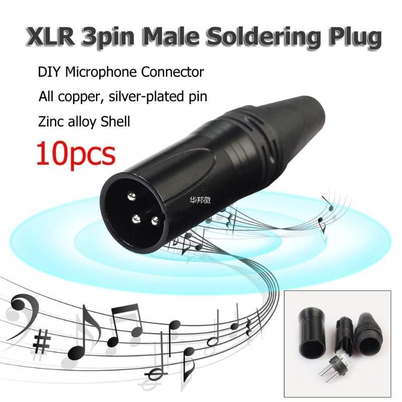10pcs XLR 3Pin Jack Male DIY Audio Cable Mic Connectors Sold