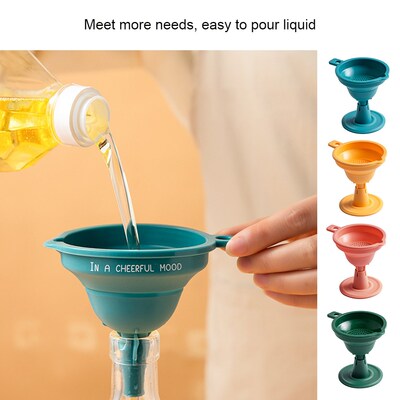 Funnel Foldable Silicone Hopper Reusable Filter Portable Flu