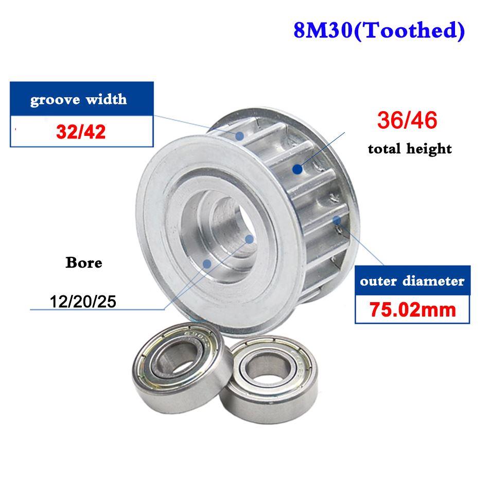 1Pcs 8M 30 Tooth Idler Timing Pulley Double Side Bearing Syn