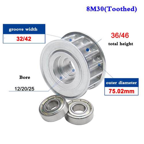 1Pcs 8M 30 Tooth Idler Timing Pulley Double Side Bearing Syn