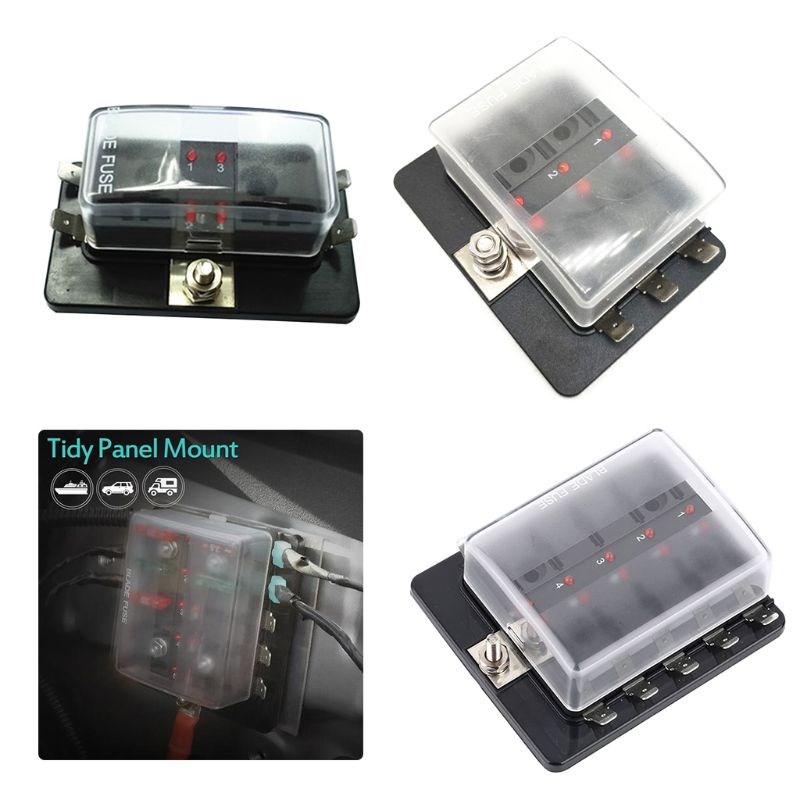 4way 6way 10way Blade Fuse Box Holder with LED Warning Light