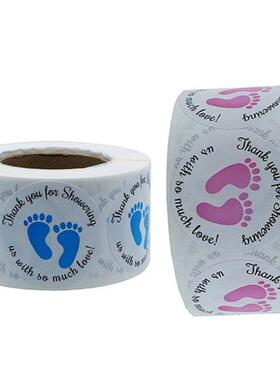 100-500pcs Labels Cute Stickers Blue Pink Footmark Stickers