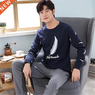 New Spring Men Pajamas Set Soft Male Casual Pyjamas Suit N