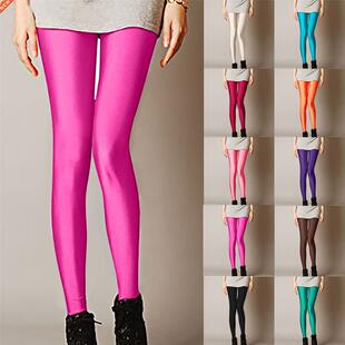 Women Shiny Pant Leggings Hot Selling Leggings Solid Color F