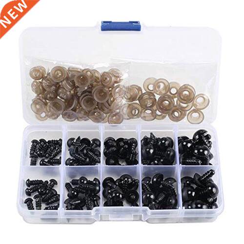 100pcs 6-12mm Black Plastic Crafts Safety Eyes for Bear Soft