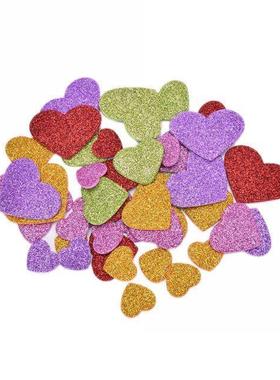 45pcs/Pack Kawaii Heart Confetti Mixed Size Glitter Foam Hea