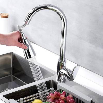 Black Kitchen Faucet 360 Degree Swivel Water Tap Pull Out Fa