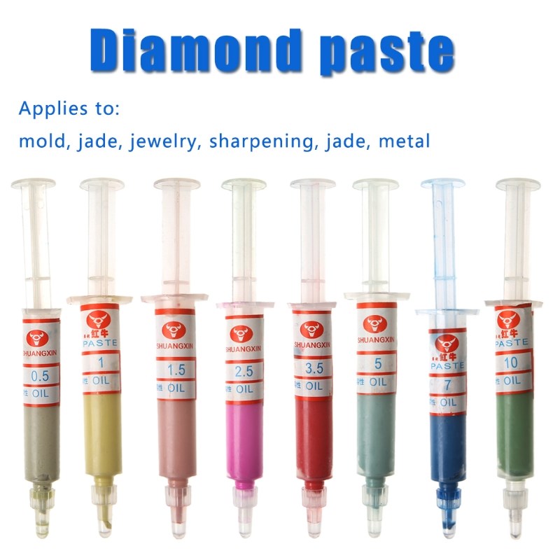 8Pcs Diamond Polishing Lapping Pastes Compound Syringes Set