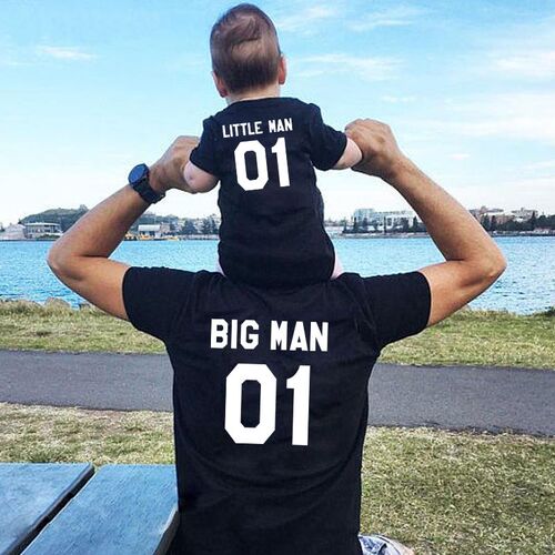 Family Matching Clothes Fashion Big Little Man Tshirt Daddy