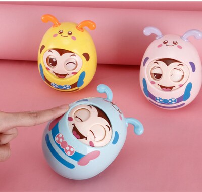 Baby Rattles Toys Blink Eyes Tumbler Doll Hand Rattle
