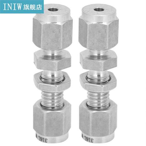2Pcs draulic Compression Bulkhead 316 Stainless Steel Doub