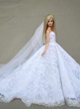 for barbie dress bjd doll clothes Princess Deluxe trailing w