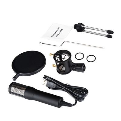 USB Plug&Play Condenser Microphone with Pop Filter Stand