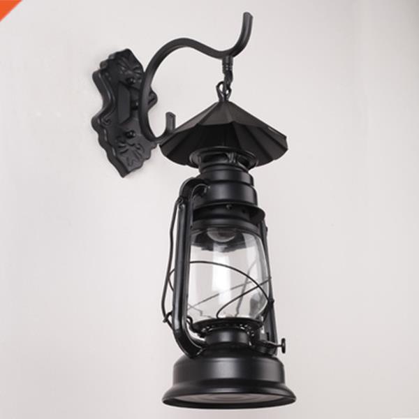 Hand-carved classic retro style led wall lights glass+ wood