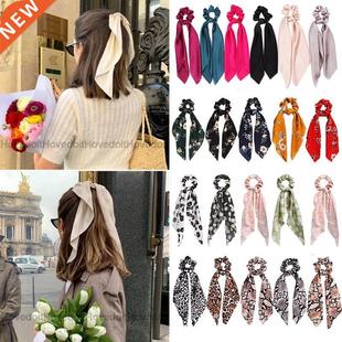 Fashion Solid Color Bow Satin Long Ribbon Ponytail Scarf Hai