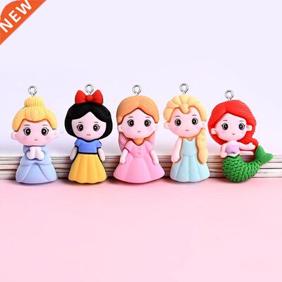 10pcs Cute Cartoon Princess Resin Charms For Earring Keychai