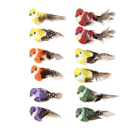 12pcs/Set Simulation Feather Birds Models Fake Artificial Fo