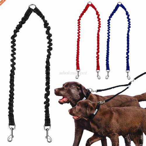 Double Dog Leash Elastic Bungee Pet Coupler Walking Leads Fo