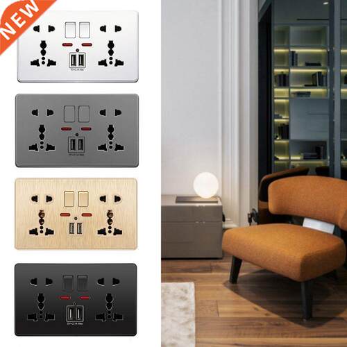 Multifunction UK 1A Wall Socket Push Button 2.1A Double USB