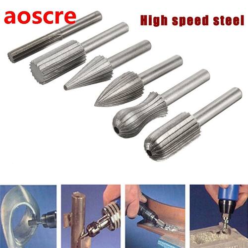 6pcs 6mm shank HSS Rotary Drill Bit Files Burr Drill Bits Ra