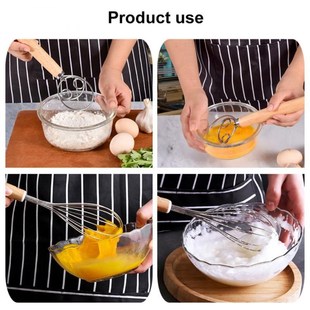Kitchen Baking Flour Mixing Tool Wood Handle Flour Mixer 10