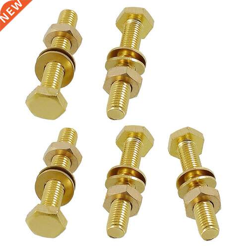 5 Pcs Hex Head Nut 8mmx50mm Thread Solid Brass Screw Bolts w