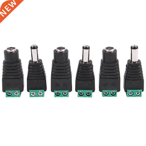 6 Pcs 5.5x2.1mm Female + Male CCTV DC Power Connector Adapte