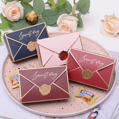 1pc Simple Creative Bronzing Packaging Box Envelope Shape We
