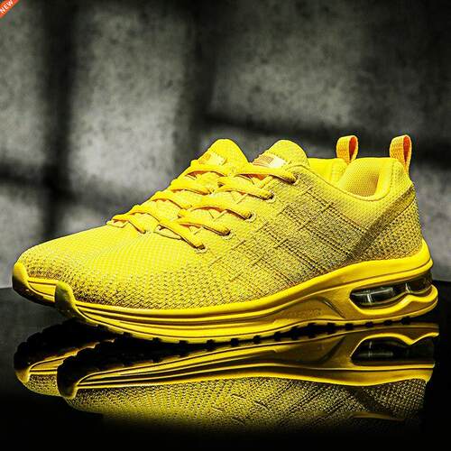 Big Size Outdoor Cushion Running Shoes for Men Yellow Sneake