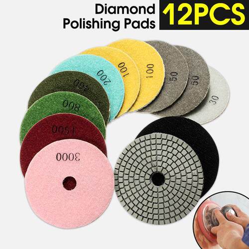 12pcs/Set 4'/100mm Abrasive Tools Wet Dry Diamond Po
