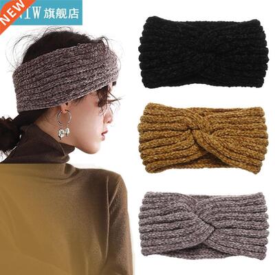 Candy Color Wide Hairband Thick Warm Soft Elastic Knitted He