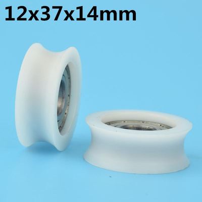 1Pcs 12x37x14 mm U groove Nylon Plastic Wheel With Bearings