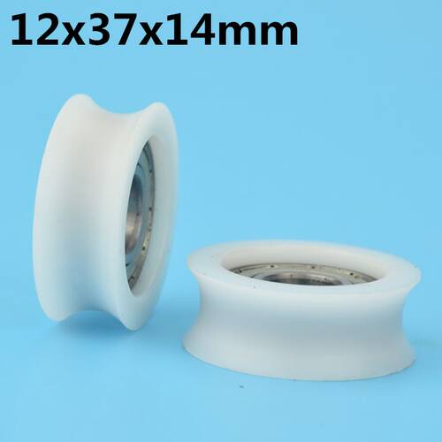 1Pcs 12x37x14 mm U groove Nylon Plastic Wheel With Bearings