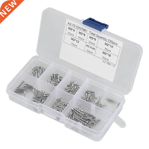 1 Set 20Pcs M2 04 Stainless Steel Flat Head Bolt Screws Nu