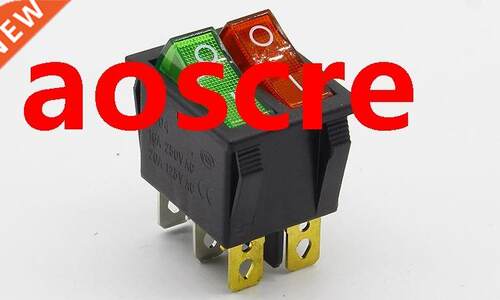 KCD2 Double Rocker Switch 6 Pin On-Off With Green Red Light