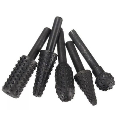 5pcs Rotary Burr Wood Carving File Rasp Drill Bits 1/4 Inch